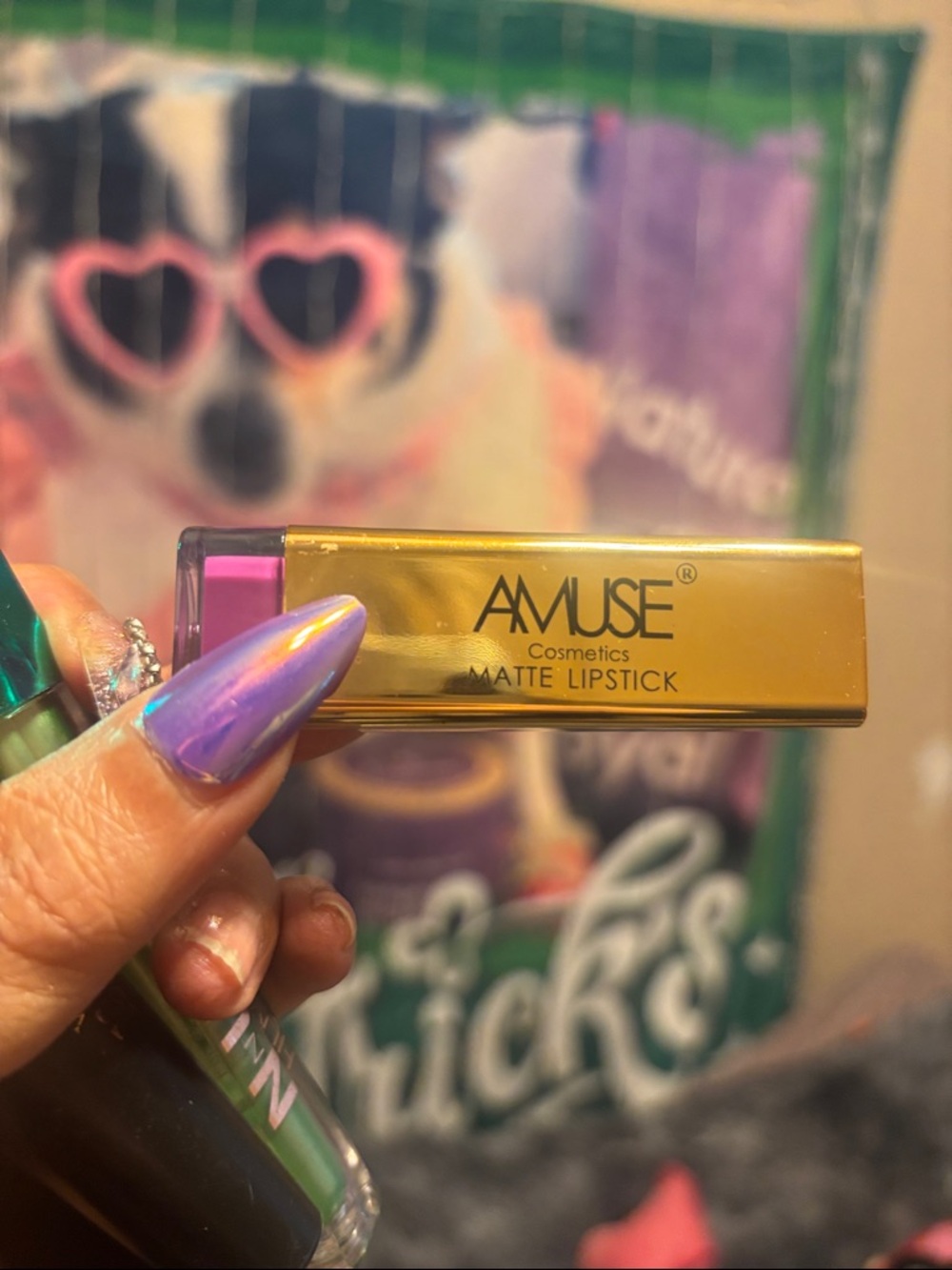 Muse Gold Matte Lipstick with Purple Accent